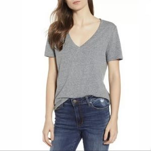 Nordstrom BP V Neck Tee Grey Cloudy Heather